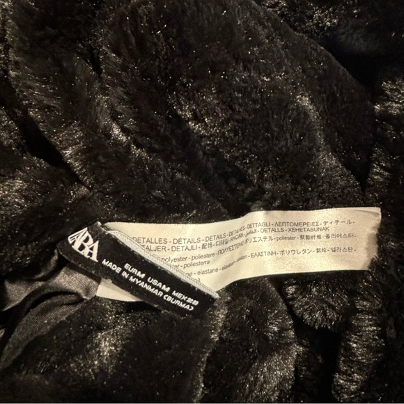 ZARA Sz M Reversible Hooded Jacket Shiny Side and Fuzzy Side Multiple Pockets - Picture 7 of 8